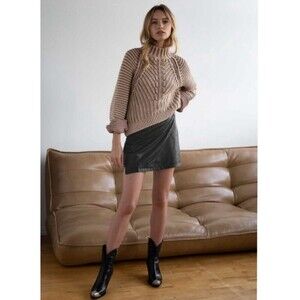 Free People Fake Out Black Faux Leather Mini Skirt Size 2 Mob Wife Grunge Goth